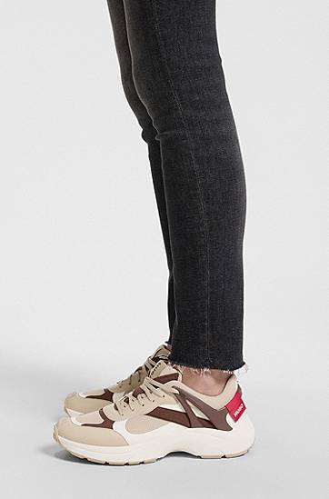 Tepláky BOSS Logo-Backtab Mesh Trainers Béžová | 50548197, 1