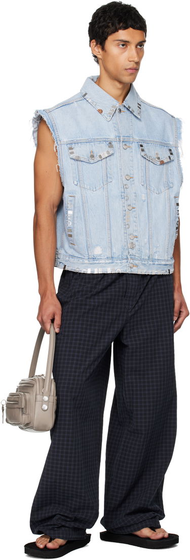Vesta Alexander Wang Alexander Wang Distressed Oversized Hardware Denim Vest Modrá | UDC3252816, 3