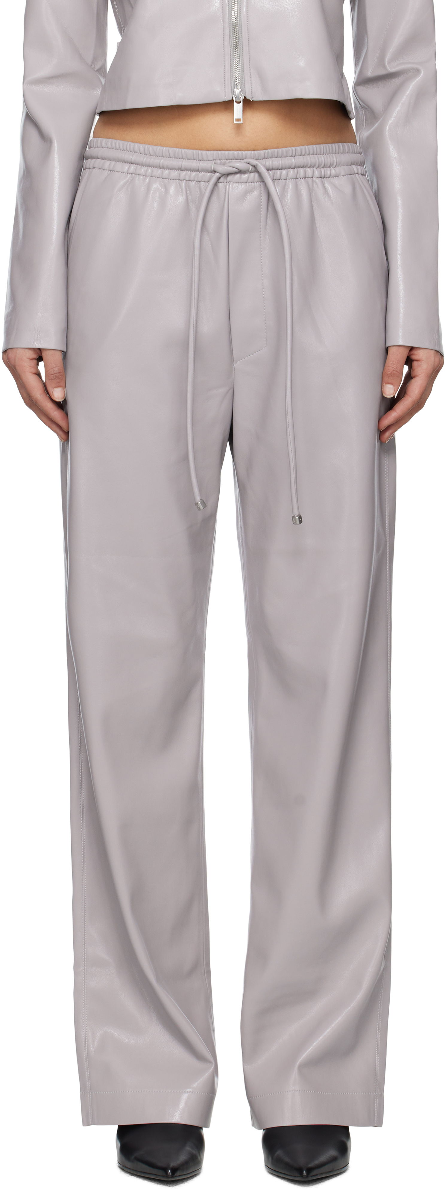 Nohavice Nanushka Nanushka Calie Faux Leather Trousers Šedá | NW25RSPA06492, 0