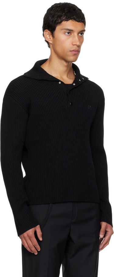 Sveter Courrèges Courrèges Ribbed Wool Polo Čierna | 325MPO050FI0036, 1