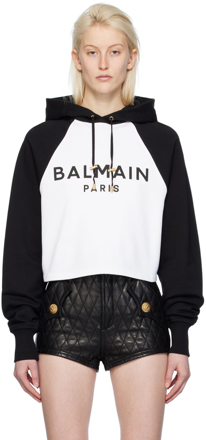 Mikina Balmain Raglan Hoodie Biela | CF1JP034BB02