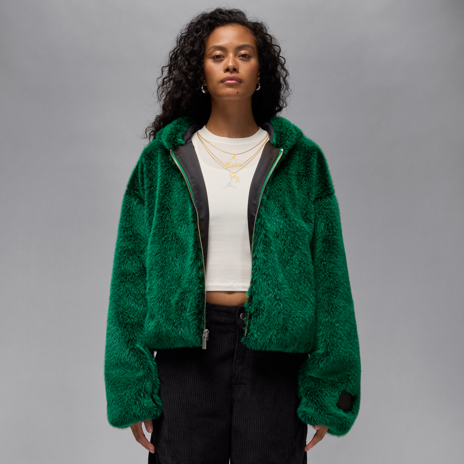 Bunda Jordan Air Jordan Faux Fur Hooded Jacket Zelené | HV0293-365, 0