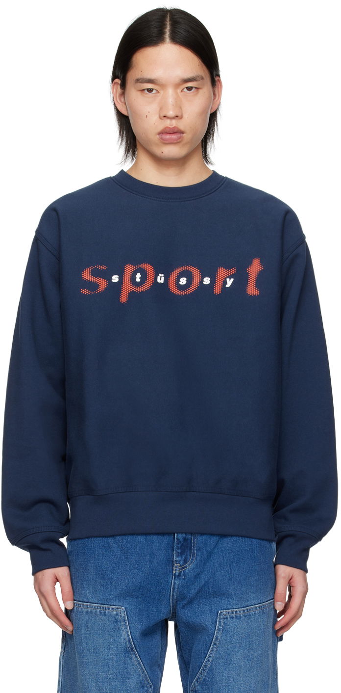 Mikina Stüssy Navy Dot Sport Sweatshirt Navy | 1914998, 0