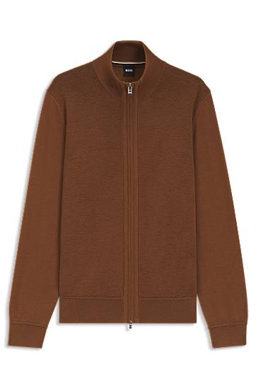 Sveter BOSS Virgin Wool Zip-Up Cardigan Hnedá | 50543153, 0