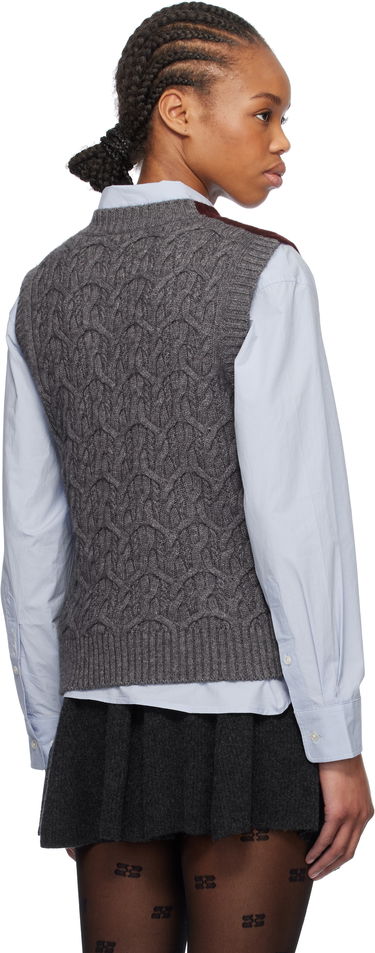 Sveter GANNI GANNI Wool Cashmere Cable Knit Vest Vínová | K2350, 2