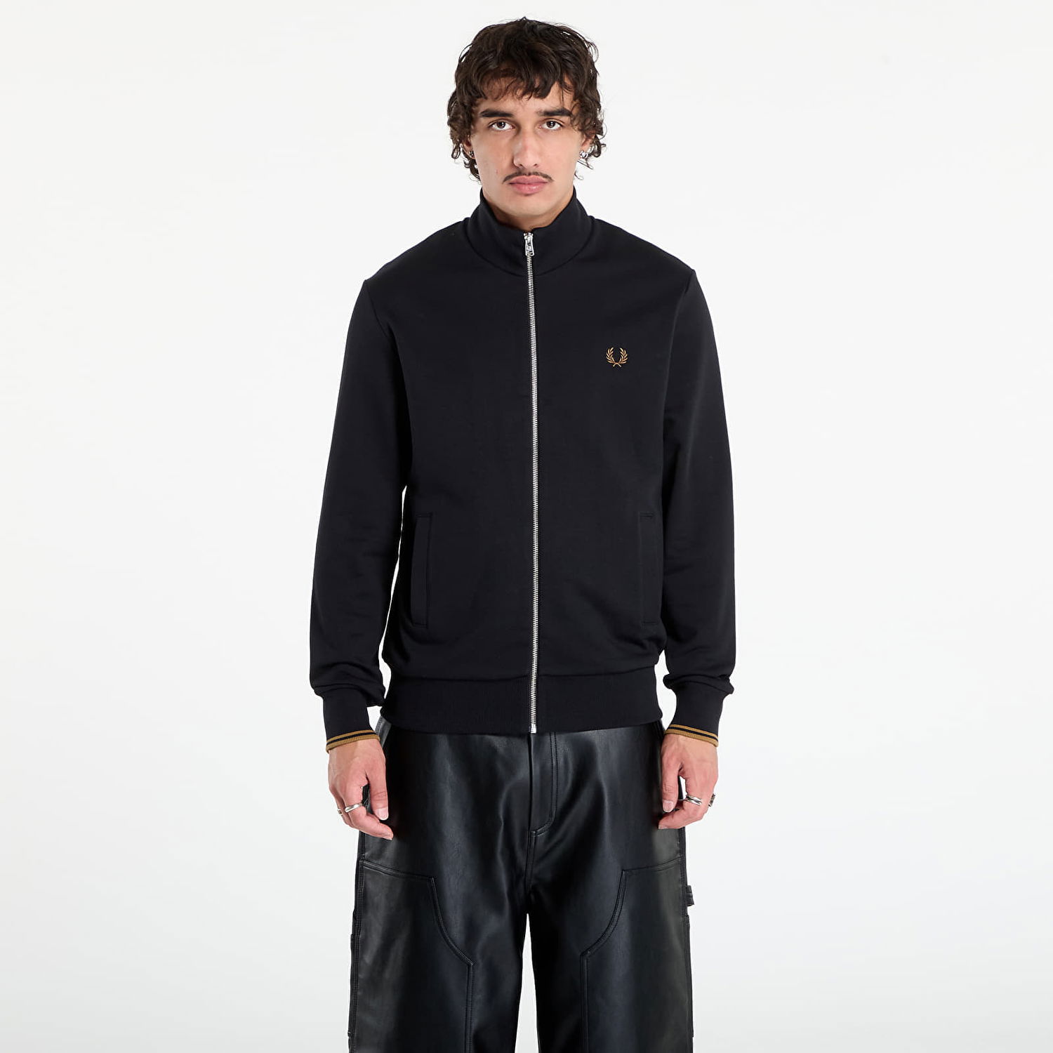 Mikina Fred Perry Fred Perry Zip Through Sweatshirt Čierna | J1327 102, 0