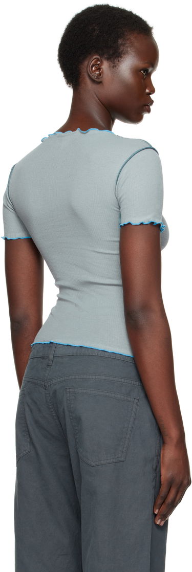 Crop Top Baserange Baserange Vein Lettuce Edge T-Shirt Modrá | TTVN-RB-SP25, 2