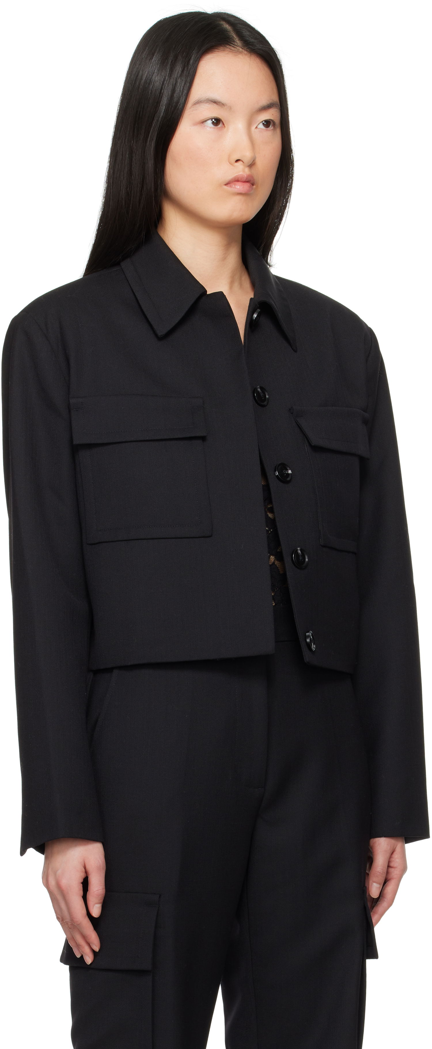 Bunda Anine Bing ANINE BING Dayton Cropped Flap Pocket Jacket Čierna | A-01-10630-BLK26, 1