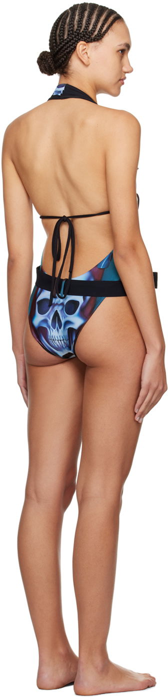 Plavky Ottolinger Ottolinger Skull-Print Belt One-Piece Swimsuit Modrá | 301901, 2