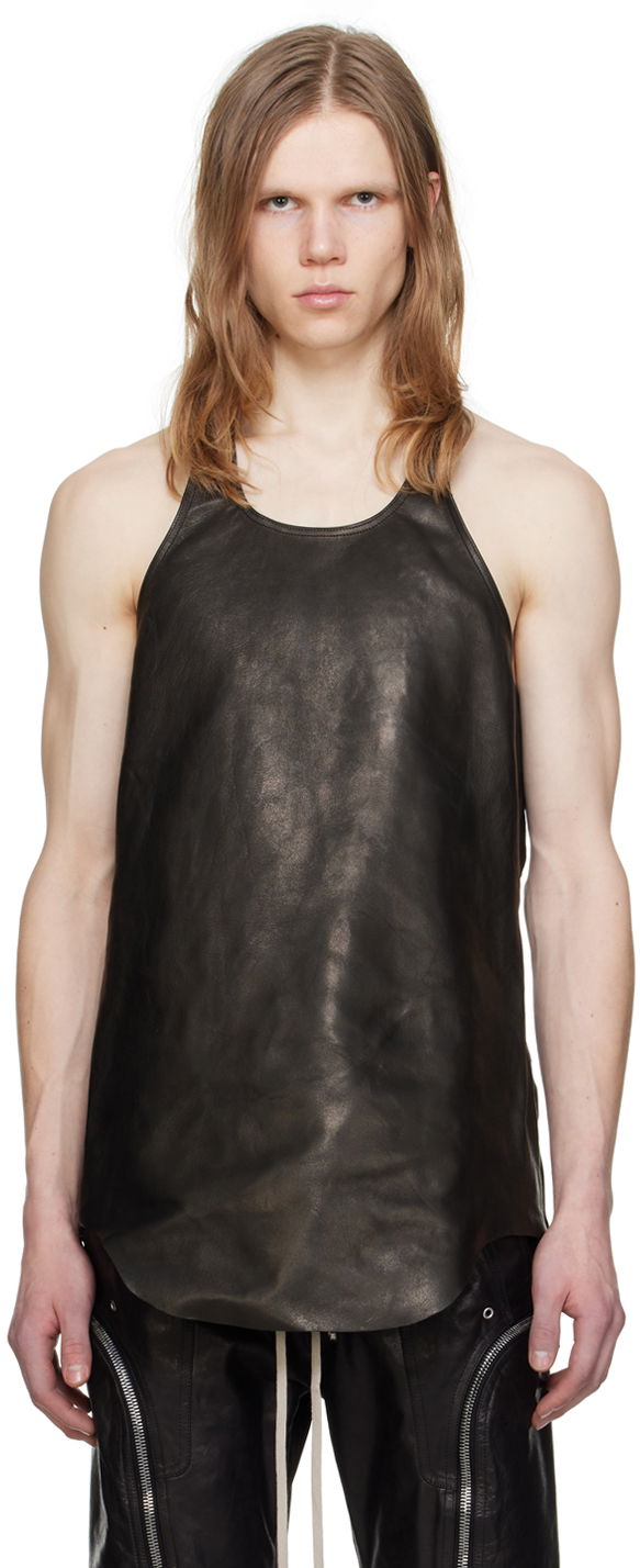 Scoop Neck Leather Tank Top