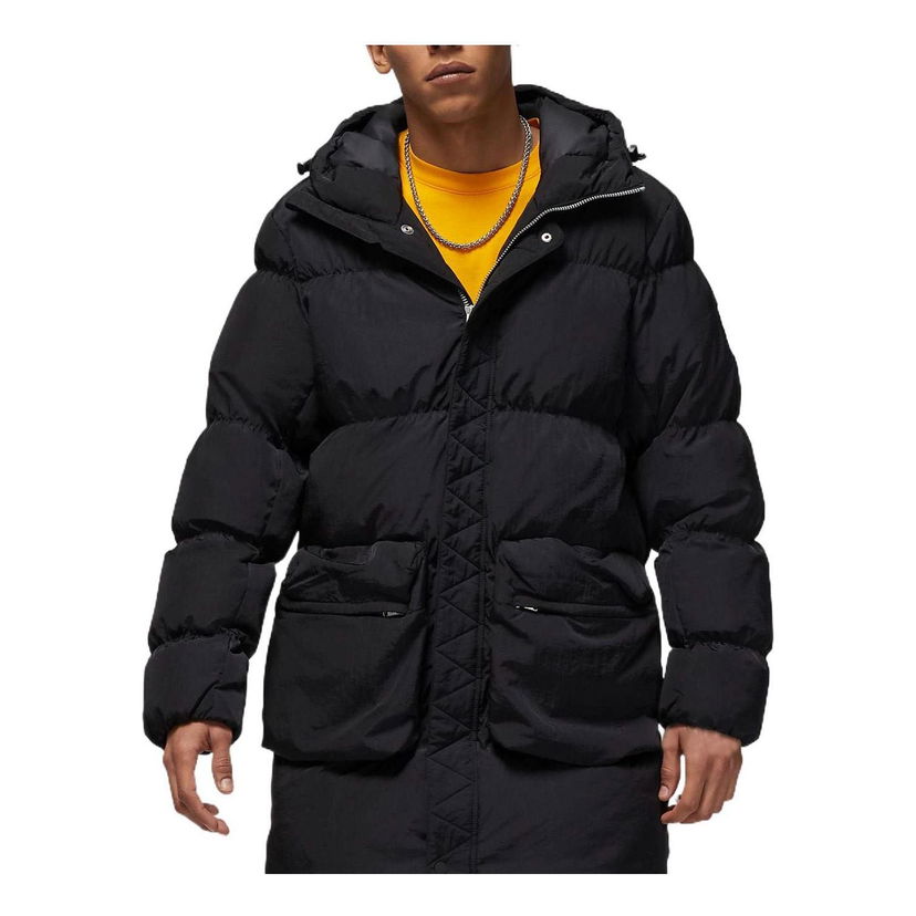 Prešívaná bunda Jordan Jordan Logo Zipper Mid-Length Down Jacket Čierna | DQ7347-010