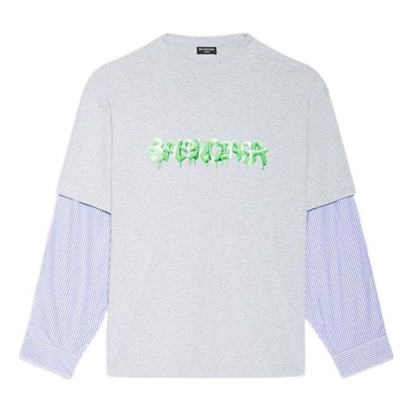 Mikina Balenciaga Slime Logo Layered T-Shirt Šedá | 671401TLVF11203