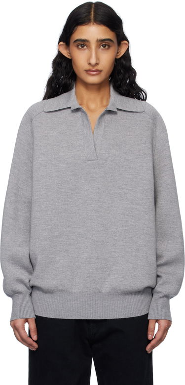 Sveter Khaite Khaite Jonas Cashmere Polo Sweater Šedá | 9666727, 0