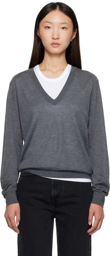 Sveter Loulou de Saison Loulou de Saison Julio Cashmere V-Neck Sweater Šedá | JULIO, 0