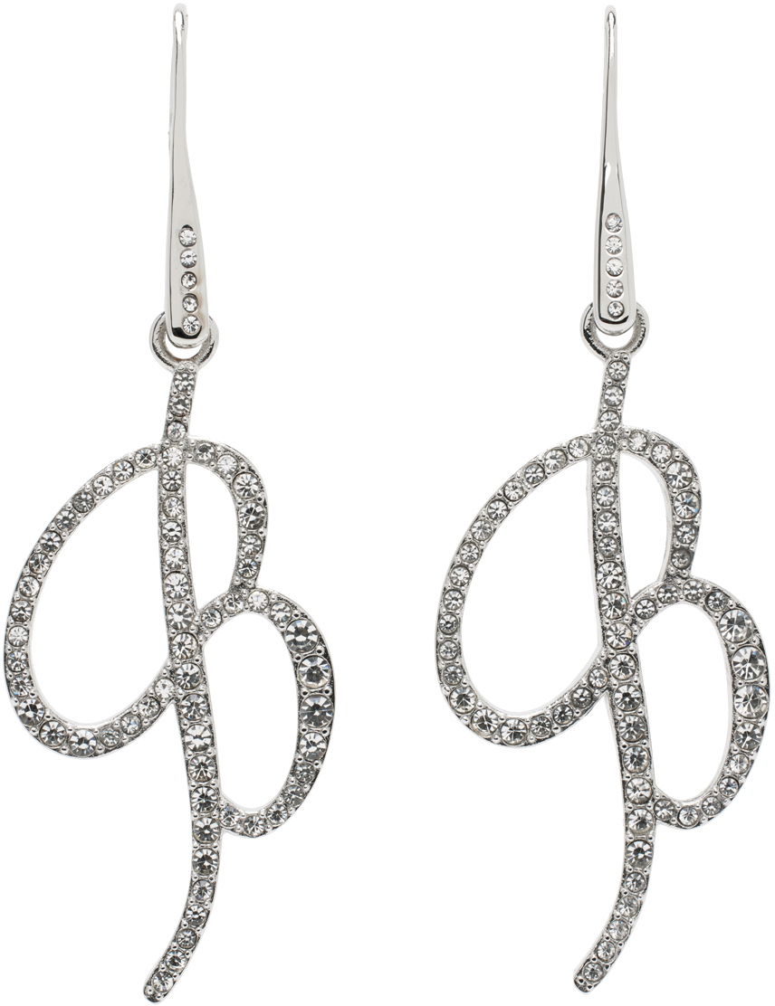 Blumarine Crystal Logo Pendant Earrings