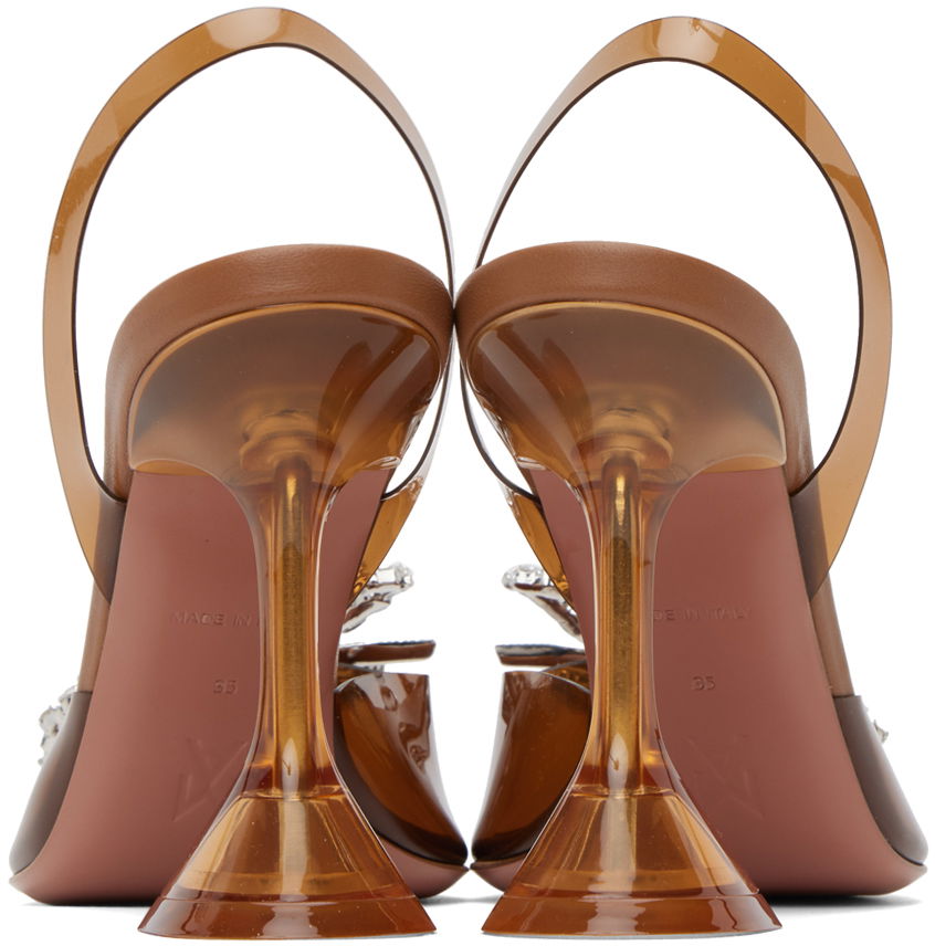 Tenisky a topánky Amina Muaddi Exclusive Rosie Slingback Heels with Crystal Embellishment Hnedá | ROSIE GLASS SLING CL PVC, 1
