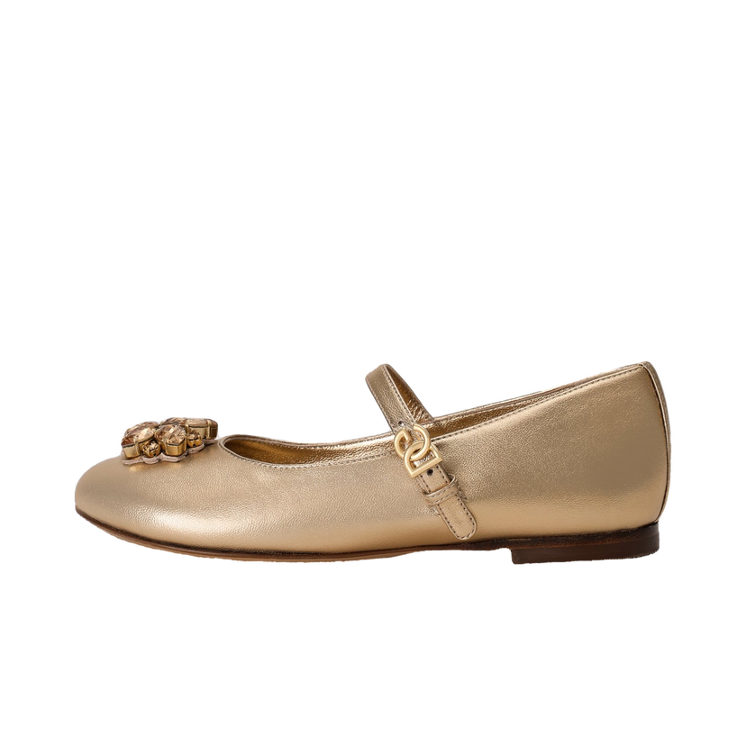 Tenisky a topánky Dolce & Gabbana Dolce & Gabbana Nappa Leather Ballet Flats With Brooches Metalická | D11376AX26180997