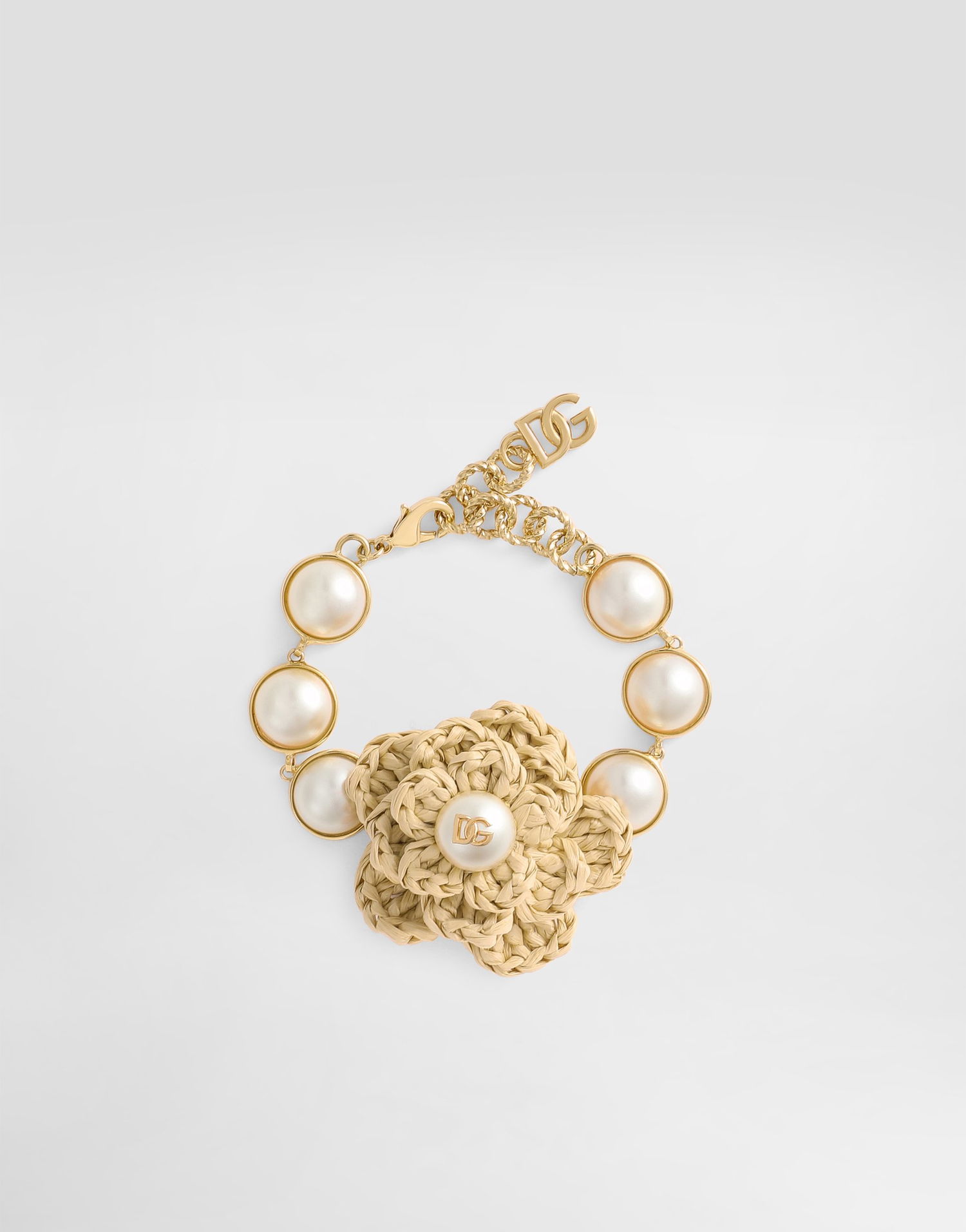 Náramok Dolce & Gabbana Dolce & Gabbana Raffia and Pearl Flower Bracelet Metalická | WBR6R1W1111ZOO00, 0