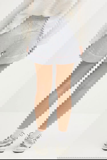 Šortky GANNI GANNI Yarn Dyed Stripe Elasticated High Waist Shorts Modrá | W0388, 2