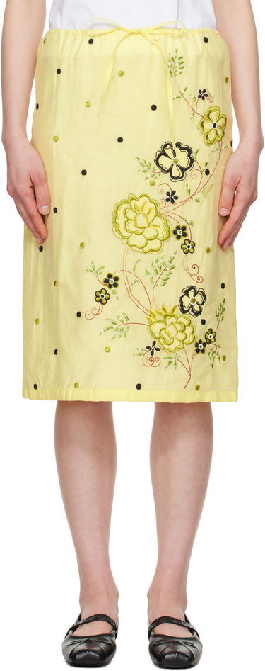 Sukňa KENZO Kenzo Paris 'KENZO Peonies' Embroidered Straight Midi Skirt Žltá | FF52JU3029CD, 0