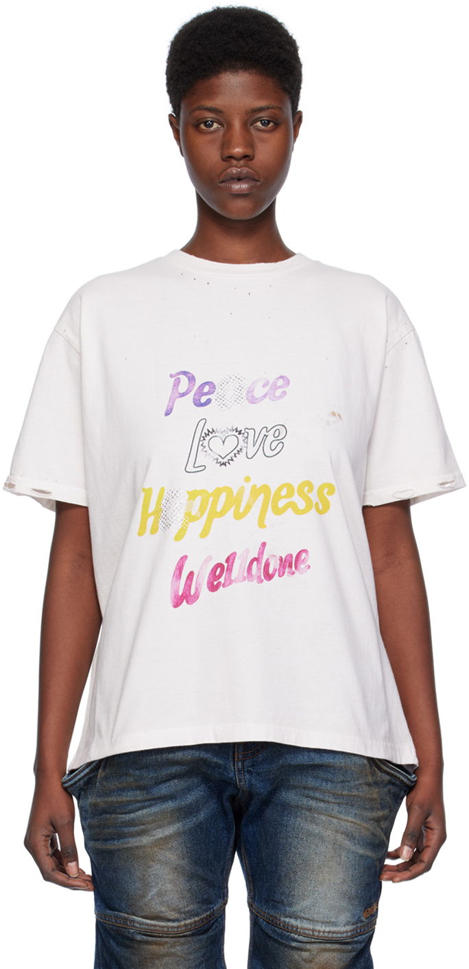 Tričko We11done We11done Lettering Distressed T-Shirt Biela | WD-TT0-24-705-U-WH, 0
