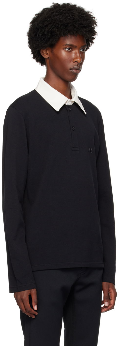 Polo tričko Courrèges Contrasting Long Sleeve Polo Čierna | 324JPO033JS0141, 1