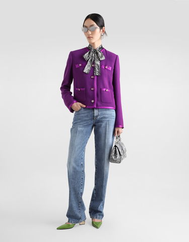 Bunda Dolce & Gabbana Short Single-breasted Wool Jacket Fialová | F27DETFU2TZF0373, 1