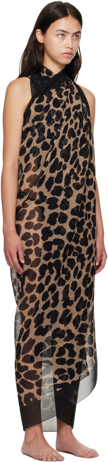 Šaty Balmain Balmain Leopard Beach Wrap Dress Hnedá | BKA202360, 1