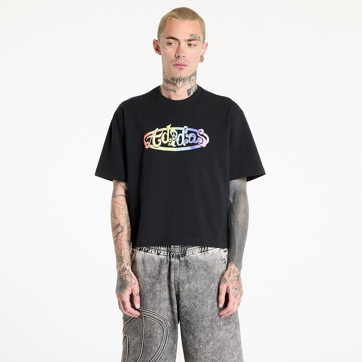 Tričko adidas Originals Jeremy Scott Pride Graphic Cropped T-Shirt Čierna | JY2011, 0
