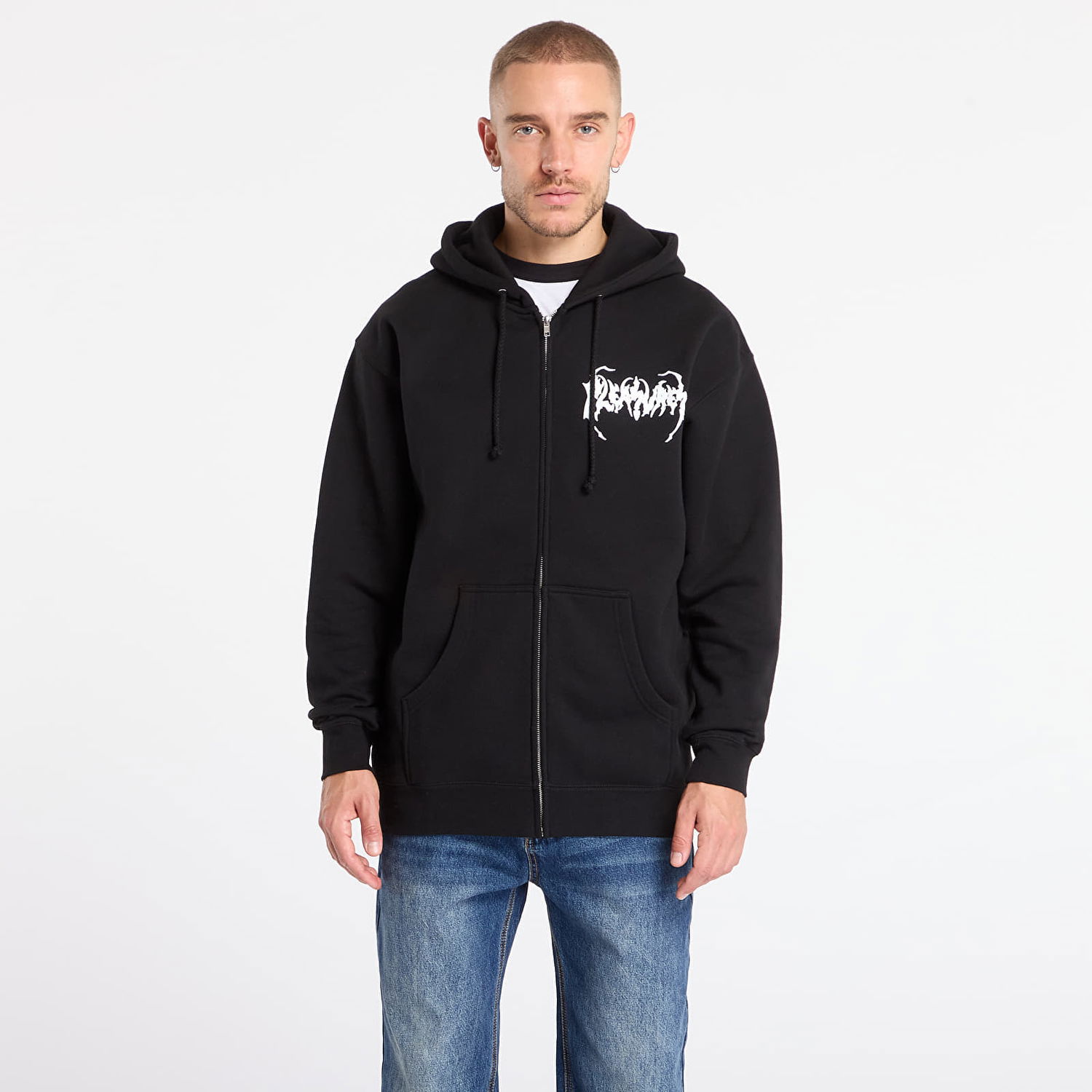 Mikina Pleasures Pond Zip Hoodie Čierna | P25F072-BLACK, 0