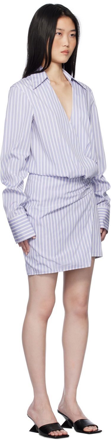 Šaty The Attico Attico Striped Wrap Shirt Mini Dress Fialová | 250WCA00394 CCC051AA, 1