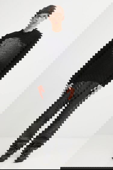 Nohavice Maison Margiela MM6 Maison Margiela Faux Leather Wide Leg Pants Čierna | SH2LA0045.M35455.900, 4