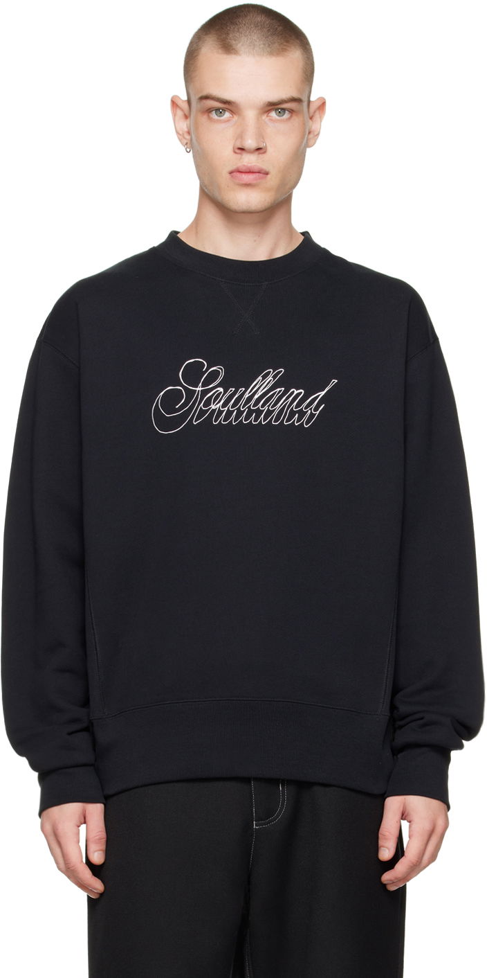 Hand Drawn Graphic Print Black Sweatshirt