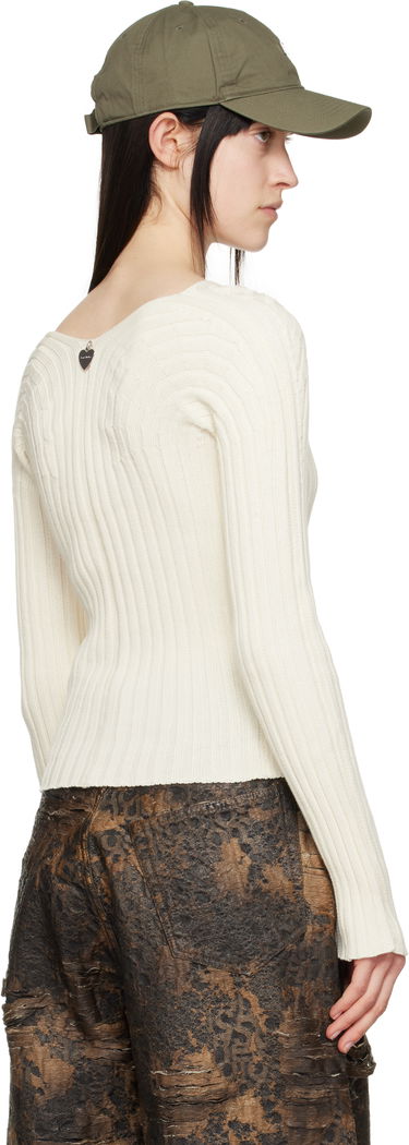 Sveter Acne Studios Acne Studios Button-Up Rib Knit Cardigan Biela | A60556-, 2
