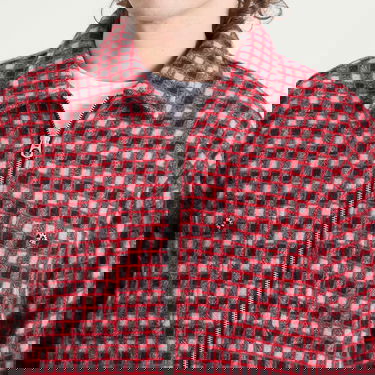 Košeľa Brain Dead Brain Dead Check Mate Flannel Zip Shirt, Size Large Červená | BDF25T160047-BML, 5
