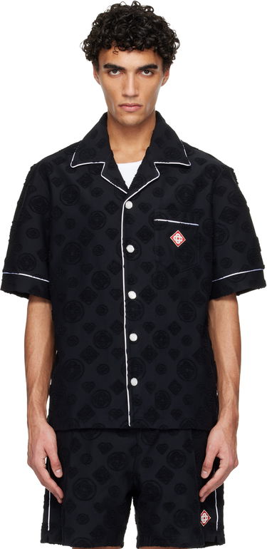 Košeľa Casablanca Towelling Monogram Short Sleeve Shirt Čierna | M-SP26-SH-085-02, 0