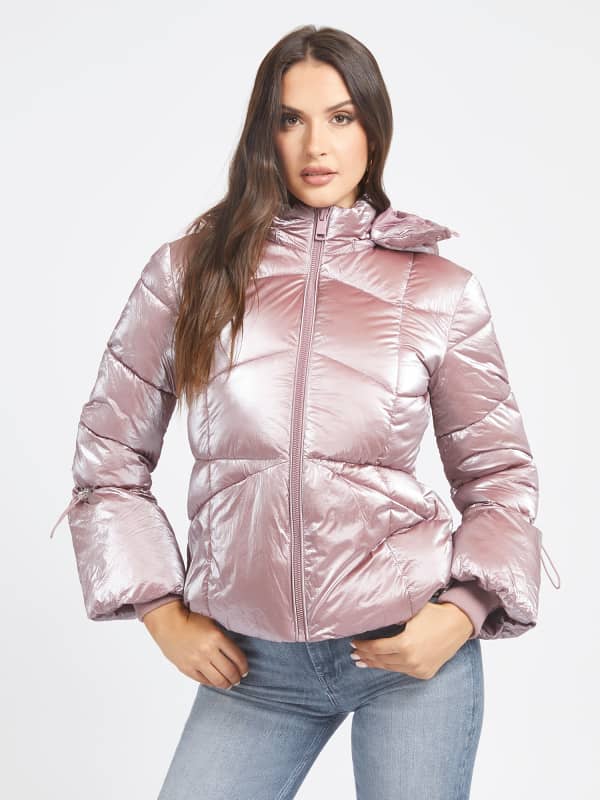 Prešívaná bunda GUESS Mirror Coating Effect Fialová | W3BL25WFR90, 0