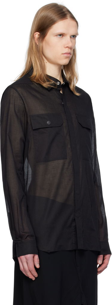 Košeľa Rick Owens Hollywood Silk Gazar Overshirt Čierna | RU01E5236 SG, 4