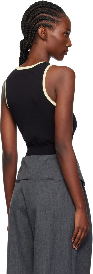 Tielko JW Anderson JW Anderson Contrast Trim Ribbed Knit Tank Top Čierna | KW1442-YN0432, 2