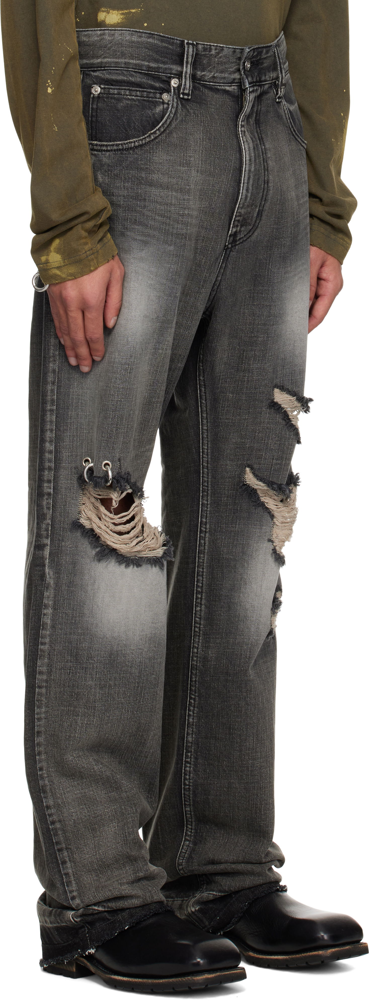 Džínsy We11done We11done Ripped Jeans Šedá | WD-DP1-25-339-M-BK, 1