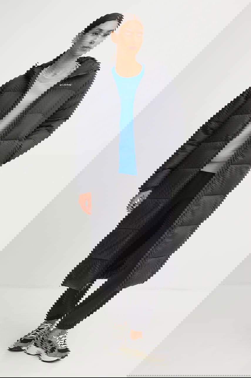 Prešívaná bunda Columbia Puffect Long Padded Hooded Jacket Čierna | 2088451, 1