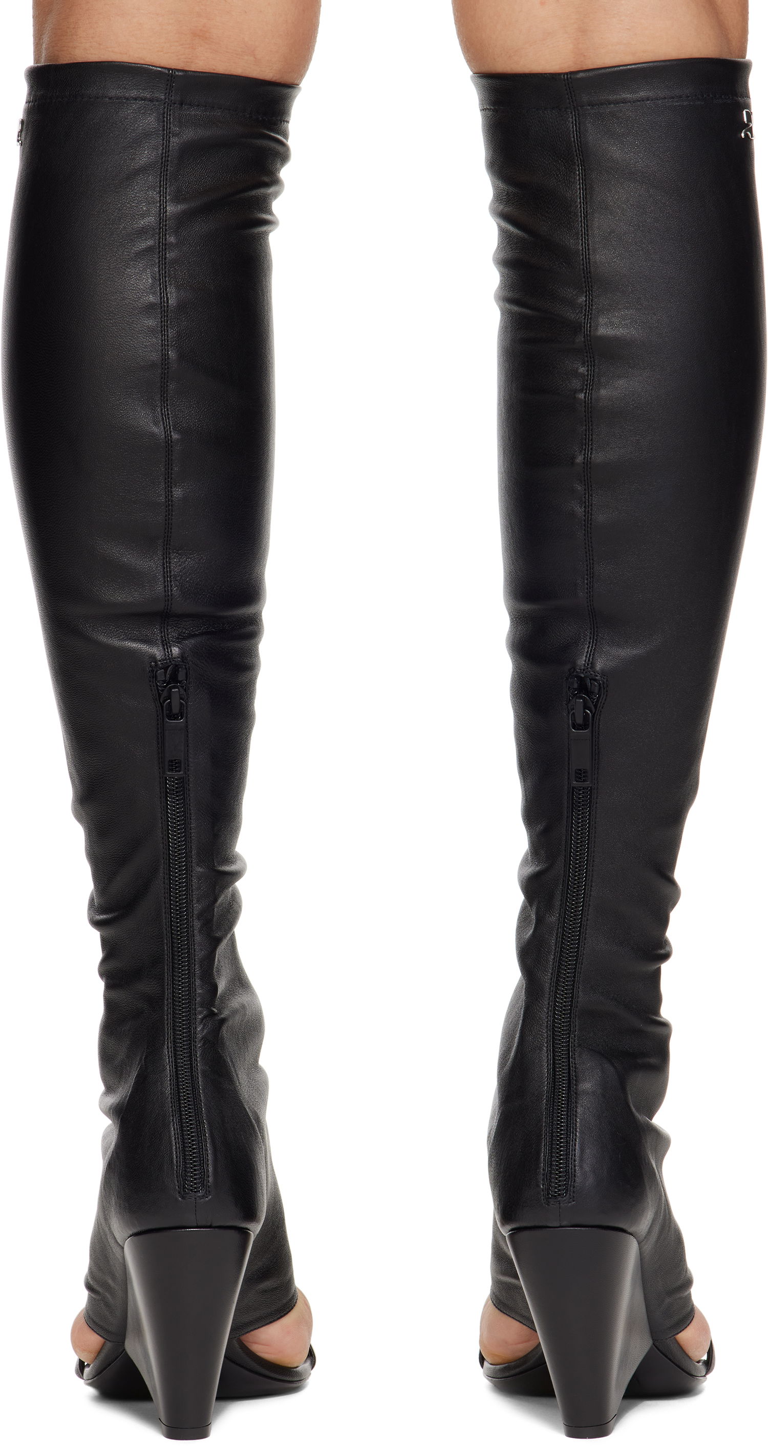 Oblečenie Courrèges Courrèges Oblique Wedged Leather Tall Boots Čierna | 225SBT053AG0034, 1