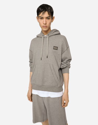 Mikina Dolce & Gabbana Jersey Hoodie With Branded Tag Šedá | G9ZU0TG7F2GS8291, 3
