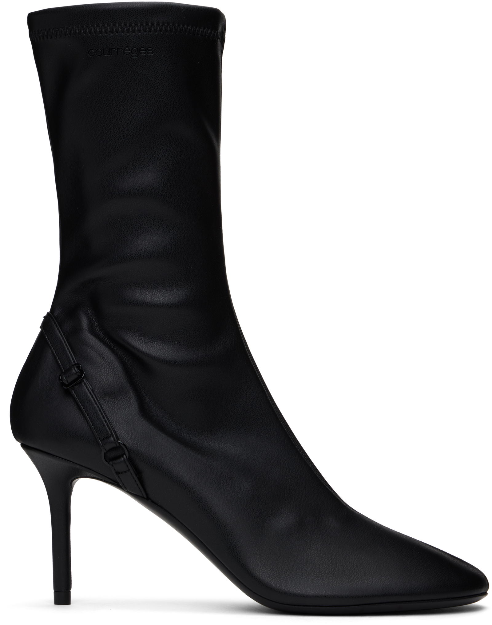 Stretch Faux Leather Ankle Boots with Oblique Detail