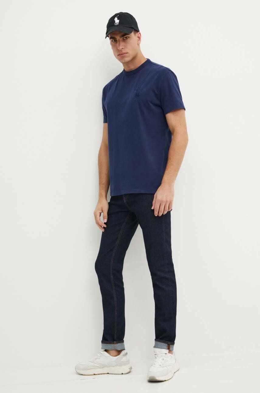 Tričko Polo by Ralph Lauren Navy Blue T-Shirt with Embroidered Logo Modrá | 710936509, 1