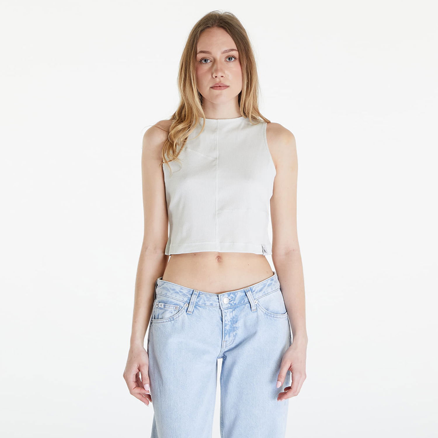 Tielko CALVIN KLEIN Jeans Seaming Rib Tank Top Icicle Biela | J20J223108 CGA, 0
