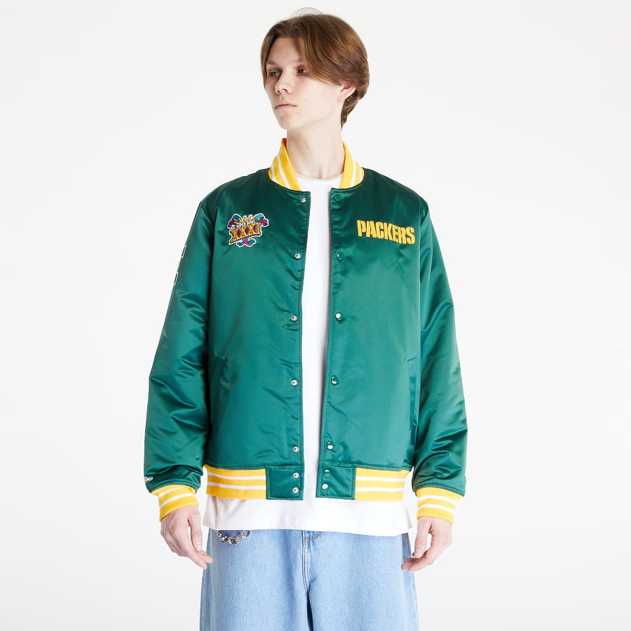 Bomber bunda Mitchell & Ness Heavyweight Satin Jacket Zelené | OJBF3413-GBPYYPPPDKGN, 0