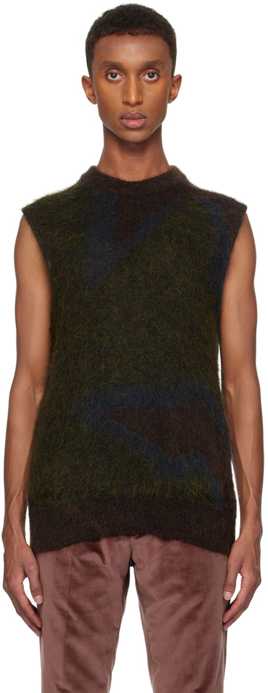 Sveter Paul Smith Paul Smith Photogram Leaves Sleeveless Sweater Hnedá | M1R-928Y-N02512-73, 0