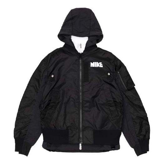 Bomber bunda Nike x sacai Double Layer Contrasting Hooded Jacket Čierna | CZ4697-010