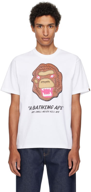 Tričko BAPE Embroidery Style Souvenir Logo T-shirt Biela | 001TEL301049M, 0